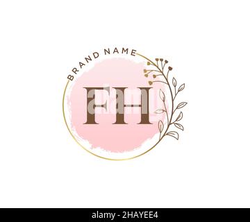 Logo FH féminin.Utilisable pour les logos nature, salon, Spa, cosmétique et Beauté.Elément de modèle de logo Flat Vector. Illustration de Vecteur