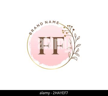 Logo FF féminin.Utilisable pour les logos nature, salon, Spa, cosmétique et Beauté.Elément de modèle de logo Flat Vector. Illustration de Vecteur