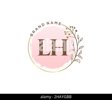 Logo LH féminin.Utilisable pour les logos nature, salon, Spa, cosmétique et Beauté.Elément de modèle de logo Flat Vector. Illustration de Vecteur