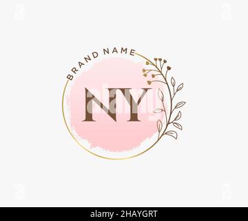 Logo NY féminin.Utilisable pour les logos nature, salon, Spa, cosmétique et Beauté.Elément de modèle de logo Flat Vector. Illustration de Vecteur