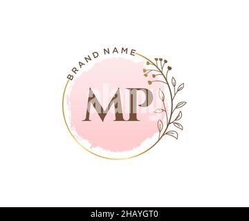 Logo MP féminin.Utilisable pour les logos nature, salon, Spa, cosmétique et Beauté.Elément de modèle de logo Flat Vector. Illustration de Vecteur