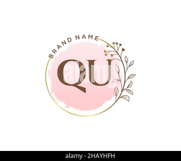 LOGO QU féminin.Utilisable pour les logos nature, salon, Spa, cosmétique et Beauté.Elément de modèle de logo Flat Vector. Illustration de Vecteur