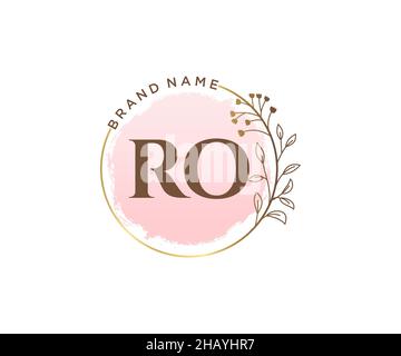 Logo RO féminin.Utilisable pour les logos nature, salon, Spa, cosmétique et Beauté.Elément de modèle de logo Flat Vector. Illustration de Vecteur