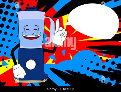 Mélangeur de nourriture faisant un point comme un personnage de dessin animé avec le visage.Équipement électrique de cuisine pour la transformation des aliments. Illustration de Vecteur