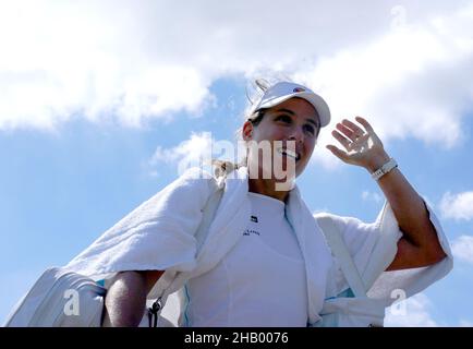 Photo du dossier datée du 12-06-2021 de Johanna Konta, en Grande-Bretagne, qui a annoncé sa retraite du tennis après avoir lutté avec un problème persistant de genou et de glisser à 113 dans le classement.Date de publication : lundi 13 décembre 2021. Banque D'Images