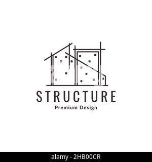 ligne minimaliste maison structure logo design vecteur graphique symbole icône signe illustration idée créative Illustration de Vecteur