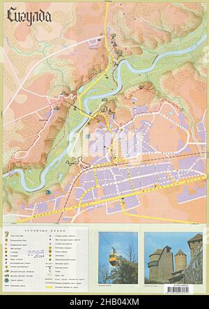 Carte de Sigulda soviétique en russe, carte de Sigulda, carte d'ancienne Sigulda, impression de Sigulda, affiche de Sigulda rétro,Plan Sigulda d'époque, ville de Sigulda, carte de la ville de Sigulda Banque D'Images