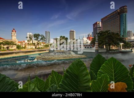 Rivière de la vie près de la mosquée Jamek, Kuala Lumpur Banque D'Images