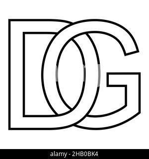 Logo DG gd, icône signe lettres entrelacées d g Illustration de Vecteur