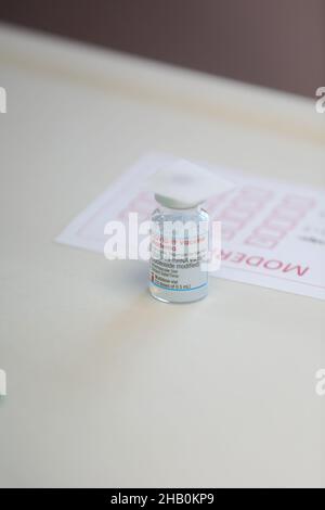 Un vaccin Moderna à Londres, Royaume-Uni.Moderna est une société américaine de biotechnologie et pharmaceutique basée au Massachusetts et utilisée pour Covid 19. Banque D'Images