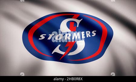 En signe de vent avec le symbole de l'équipe de rugby The Stormers.Concept sportif.Usage éditorial uniquement. Banque D'Images