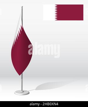 DRAPEAU DU QATAR sur le mât pour l'enregistrement d'un événement solennel, réunion d'invités étrangers.Journée de l'indépendance nationale du QATAR.Vecteur 3D réaliste sur blanc Illustration de Vecteur