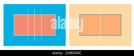Classique et Beach VOLLEY sports de marquage avec des lignes.Vue de dessus du terrain de VOLLEY-ball Outline.Terrain de sport pour les loisirs actifs.V isolé Illustration de Vecteur