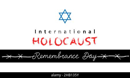 Journée du souvenir de l'Holocauste contexte, bannière, affiche étoile juive et fil barbelé Illustration de Vecteur