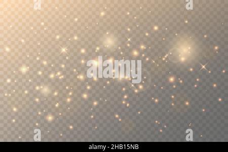 Effet d'étincelles incandescentes.Éléments dorés scintillants.Particules magiques et étoiles.Bokeh doré et stardust.Des lumières étincelantes abstraites.Vecteur Illustration de Vecteur