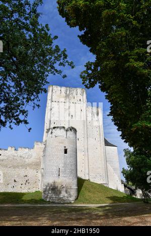 Loches (centre-ouest de la France) : la ville royale. Le donjon.Bâtiment classé monument historique national (document historique français) Banque D'Images