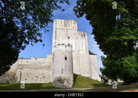 Loches (centre-ouest de la France) : la ville royale. Le donjon.Bâtiment classé monument historique national (document historique français) Banque D'Images