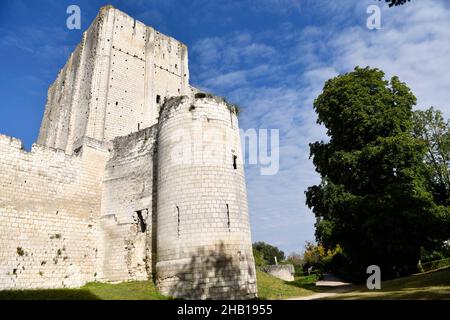 Loches (centre-ouest de la France) : la ville royale. Le donjon.Bâtiment classé monument historique national (document historique français) Banque D'Images