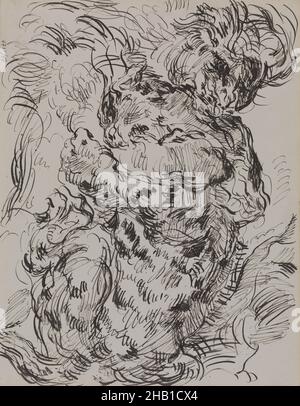 Lion et tigre Fight, James Ensor, 1880, dessin, entre 1885 et 1886, Art belge Banque D'Images