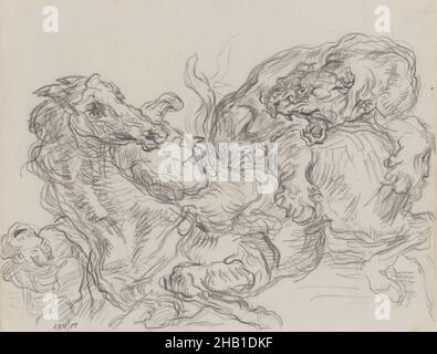 Chasse au lion, James Ensor, 1880, dessin, entre 1885 et 1886, Art belge Banque D'Images