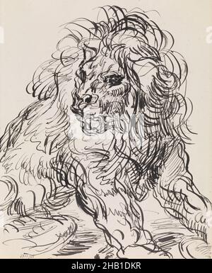 Lion avec lièvre, James Ensor, 1880, dessin, entre 1885 et 1886, Art belge Banque D'Images