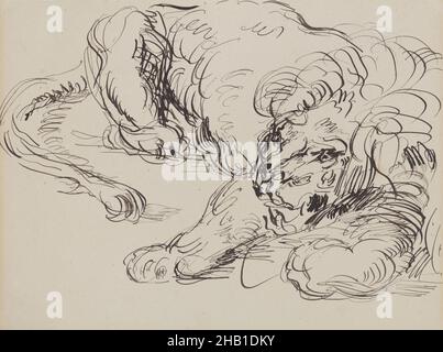 Lion inclinable, James Ensor, 1880, dessin, entre 1885 et 1886, Art belge Banque D'Images