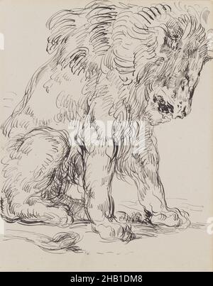 Lion et tortue, James Ensor, 1880, dessin, entre 1885 et 1886, Art belge Banque D'Images