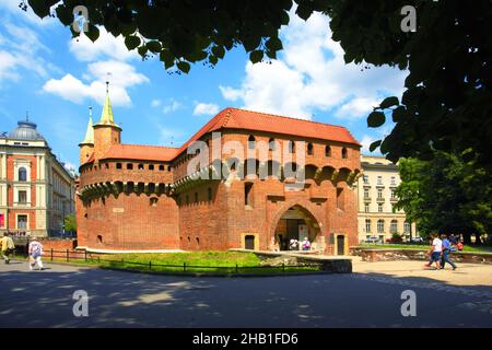 Pologne, Cracovie, Barbican. Banque D'Images