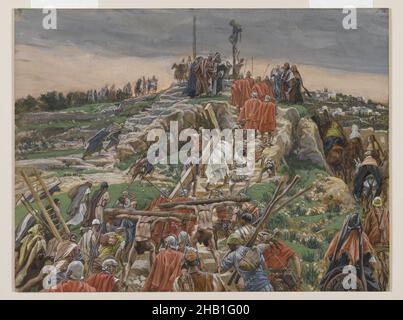 La procession approchant le Calvaire, le cortège arrivant au calvaire, la vie de notre Seigneur Jésus-Christ, la vie de notre-Seigneur Jésus-Christ, James Tissot, Français, 1836-1902, aquarelle opaque sur graphite sur papier vélin gris, France, 1886-1894, image :8 11/16 x 11 1/2 po, 22,1 x 29,2 cm, français, Marc 15:22, art religieux Banque D'Images