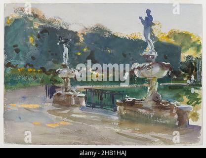 Boboli Gardens, John Singer Sargent, américain, né en Italie, 1856-1925,Aquarelle opaque et translucide avec sous-dessin graphite, env.1906, 10 x 14in., 25,4 x 35,6cm, aquarelle américaine, Florence,fontaine, jardin, Italie, paysage, ndd01,statue, eau Banque D'Images