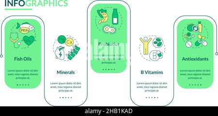 Modèle d'infographie sur les suppléments diététiques Illustration de Vecteur