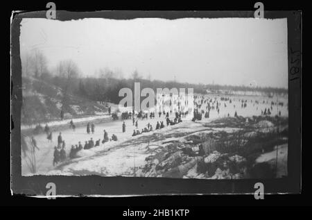 Patinage, Prospect Park, Brooklyn, George Bradford Brainerd, cuisine américaine,1845-1887, Collodion Silver Glass Wet plate negative, 31 janvier 1885 Banque D'Images