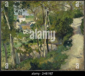 La montée, rue de la Côte-du-Jalet, Pontoise, chemin montant, rue de la Côte-du-Jalet, Pontoise, Camille Jacob Pissarro, Français, 1830-1903,Huile sur toile, France, 1875, 21 1/4 x 25 7/8 po., 54 x 65,7 cm, arbres, bouleaux, européen, français,Campagne française, vert, colline, colline, impasto,Impressionnisme, paysage, lumière, ndd12, peinture,Couteau à palette, chemin, paysage, Pontoise, rural,arbres, village Banque D'Images