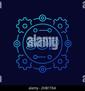 Icône SOP, vecteur de ligne de procédure opérationnelle standard Illustration de Vecteur
