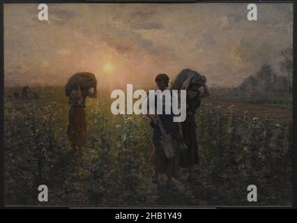 Fin du travail, fin de la journée de travail, Jules Breton, français, 1827-1906, huile sur toile,France, 1886-1887, 33 1/16 x 47 1/4in., 84 x 120cm, 19th siècle, agriculture, rétro-production,Epoque, Bélier, Breton, chemisier, Courrières,récolte, ouvriers agricoles, agriculture, femmes, champ,Figurines, Fleur, français, campagne française, peinture française,Récolte, récolte, carafe, la Terre, la Troisieme Rebulique,Laçage, paysage, Naturalisme, ndd12, plante de nuit,Peinture, pas-de-Calais, paysans, pérenne, pomme de terre,Provincial, romantisme, scène rurale, rustique, sacs,Sel de la Terre Banque D'Images