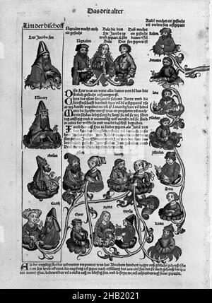 Une page de la chronique de Hartman Schedel partie III pour.XXV Nuremberg, Anton Koberger, feuille de bois de couleur main sur papier, 1493, feuille: 18 7/16 x 12 11/16 po., 46,8 x 32,3 cm, chrétienne, sculpture gothique, médiévale, art religieux Banque D'Images