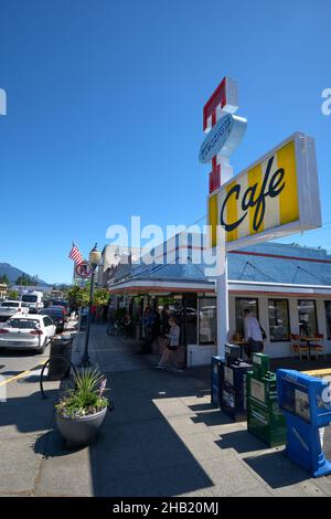 RR café (Twede's Cafe), décor de la série télévisée Twin Peaks, North Bend, Washington Banque D'Images