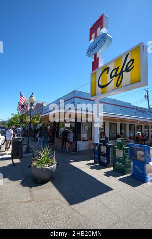 RR café (Twede's Cafe), décor de la série télévisée Twin Peaks, North Bend, Washington Banque D'Images