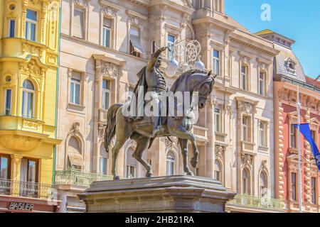 Le monument de Kralj Tomislav - Premier Roi de Croatie.Zagreb Croatie Banque D'Images