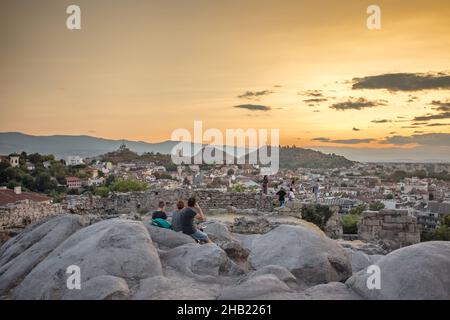 Coucher de soleil sur Plovdiv Bulgarie.en raison de ces collines, Plovdiv est souvent appelé en Bulgarie comme «la ville des sept collines Banque D'Images