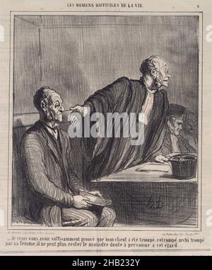 Je Crois vous avoir...Prouvé que mon client..., Honoré Daumier, Français, 1808-1879, Lithographie sur papier journal,6 juillet 1864, feuille : 13 1/2 x 11 7/16 po., 34,3 x 29,1 cm, court Banque D'Images