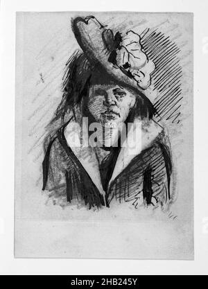 Portrait d'une femme avec chapeau, Vincent van Gogh, néerlandais, 1853-1890, Pen,encre, crayon sur papier vélin, 5 1/8 x 3 3/4 po, 13 x 9,5 cm Banque D'Images