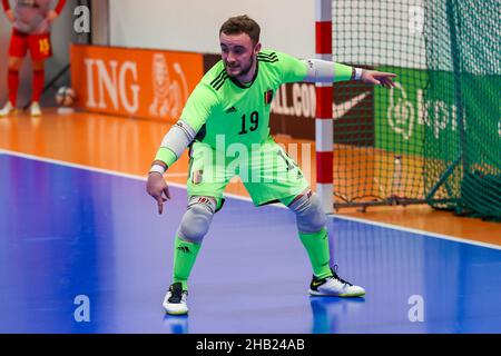 ZEIST, PAYS-BAS - DÉCEMBRE 16 : gardien de but sèche Vrancken de Belgique lors du match international du tournoi de Futsal masculin entre la Belgique et l'Allemagne au campus de KNVB le 16 décembre 2021 à Zeist, pays-Bas (photo de Marcel ter Bals/Orange Pictures) Banque D'Images