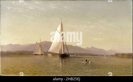 L'Hudson au Tappan Zee, Francis Augustus Silva, américain, 1835-1886, huile sur toile,1876, cadre : 33 1/2 x 51 11/16 x 4 5/8 po, 85,1 x 131,3 x 11,7 cm, 1876, américain, Auguste, bateau,Toile, ciel clair, nuages, phare d'Esopus Creek, Francis,Francis Augustus Silva, plate-forme de gaff, HIP, Hudson, Hudson River,Hudson River School, Hudson River Valley, Hudson River View, lac, paysage,Loisirs, montagne, montagnes, ndd7, pétrole,Peinture, rivière, barque, voile, bateau à voile,voilier, voiliers, voile, bateau, Silva,Ciel, Sky Line, sloop, Tappan Zee, Tappen Zee,Transport, vue, eau Banque D'Images
