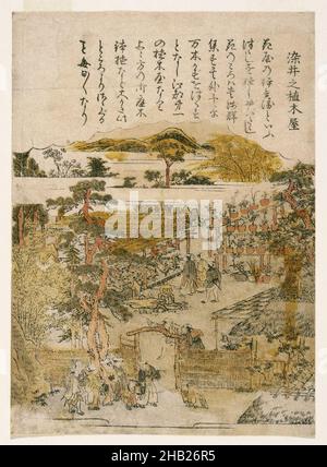 Jardins de Somei, d'une série sans titre de lieux célèbres à Edo, Kitao Shigemasa, japonais, 1739-1820, impression de blocs de bois couleur sur papier, Japon, ca.1770, période Edo, 8 1/2 x 6 1/8 po., 21,6 x 15,5 cm, période Edo, Japon, japonais, Meisho-e,Nishiki-e, ville, Ukiyo-e, village Banque D'Images