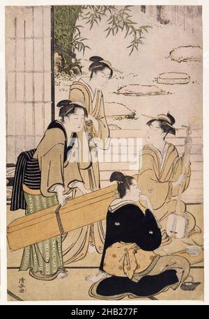 Une fête dans une salle ouverte donnant sur un jardin, de la série Concours des beautés contemporaines des quartiers de plaisir, Torii Kiyonaga, japonais, 1752-1815, impression de blocs de bois de couleur sur papier, Japon, ca.1783-1784, période Edo, 15 x 10 po., 48,0 x 25,5cm Banque D'Images