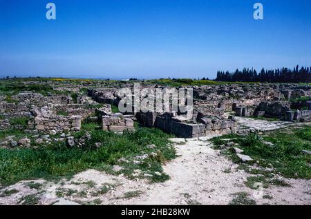 Site archéologique préhistorique à Ugarit, Syrie en 1998 - rues et bâtiments Banque D'Images