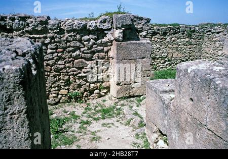 Site archéologique préhistorique à Ugarit, Syrie en 1998 - salle d'archives où des centaines de comprimés d'argile dans le scénario d'Ugaritic ont été trouvés Banque D'Images