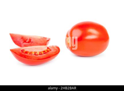 Tomates fraîches sur fond blanc Banque D'Images