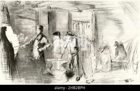 The Forge, James Abbott McNeill Whistler, cuisine américaine, 1834-1903, décapage sur papier de soie, 1861, image : 7 3/8 x 12 3/8 po, 18,7 x 31,4 cm, 19th Century, cuisine américaine, forgeron, gravure,Forge, Whistler Banque D'Images